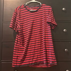 discounted shipping good men’s blue and red striped tee